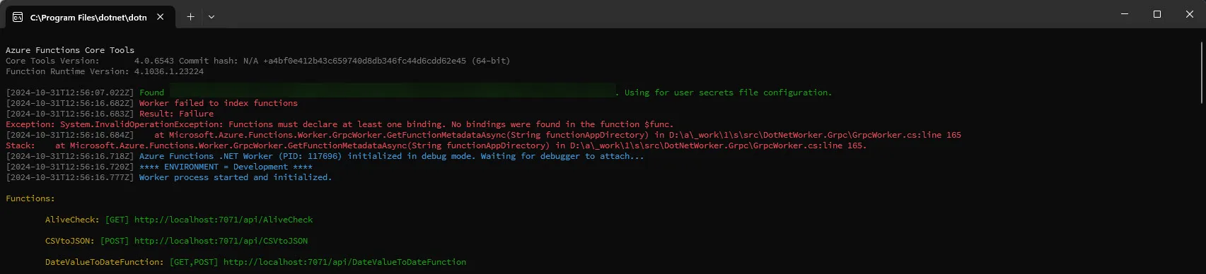 No bindings found in function
